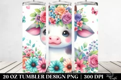Pastel Cow Flower Crown | 20 oz Tumbler Product Image 2