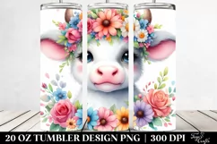 Pastel Cow Flower Crown | 20 oz Tumbler Product Image 2