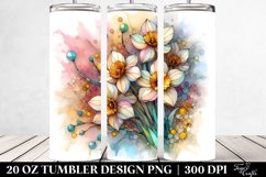 Wooden Narcissus Watercolor Clipart 20 Oz Tumbler Product Image 2