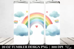 Colorful Rainbow with Clouds 20 Oz Tumbler Product Image 2