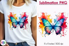 Butterfly Sublimation | Watercolour Colourful Butterfly PNG Product Image 1