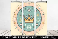 Colorful Crown Illustration, Transparent 20 Oz Tumbler Product Image 2