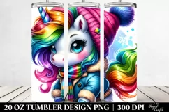 Cute Unicorn Posing for Winter 20 Oz Tumbler Product Image 2