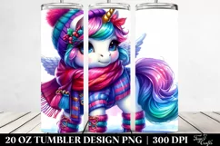 Cute Unicorn Posing for Winter 20 Oz Tumbler Product Image 2