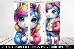 Cute Unicorn Posing for Winter 20 Oz Tumbler Product Image 2