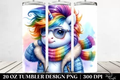 Cute Unicorn Posing for Winter 20 Oz Tumbler Product Image 2