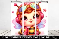 20 Oz Tumbler Sublimation | Smiling Cute Baby Bee Playing Product Image 2