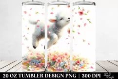 Pastel Lamb Tumbler with Spring Petals | 20 oz Tumbler Product Image 2
