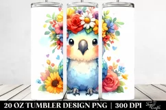 Colorful Parrot with Flower Crown 20 Oz Tumbler Product Image 2