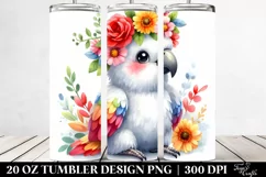 Colorful Parrot with Flower Crown 20 Oz Tumbler Product Image 2