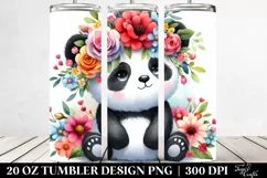 Colorful Panda with Flower Crown 20 Oz Tumbler Product Image 2