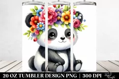 Colorful Panda with Flower Crown 20 Oz Tumbler Product Image 2