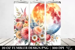 Colorful Half Moon with Flowers 20 Oz Tumbler Product Image 2