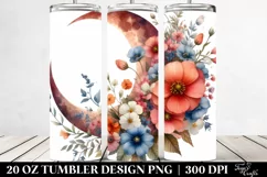 Colorful Half Moon with Flowers 20 Oz Tumbler Product Image 2