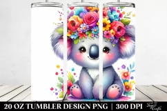 Colorful Koala with Flower Crown 20 Oz Tumbler Product Image 2