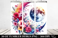 Colorful Half Moon with Flowers 20 Oz Tumbler Product Image 2