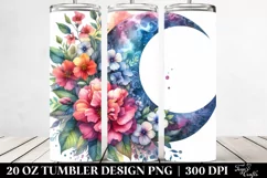 Colorful Half Moon with Flowers 20 Oz Tumbler Product Image 2
