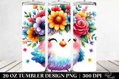 Cartoon Chicken with Flower Crown, Vibrant Colors | 20 oz Product Image 2