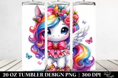 Vibrant Cute Unicorn 20 oz Tumbler Product Image 2