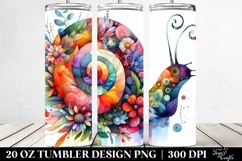 Abstract Vibrant Snail, Flower Design. 20 oz Tumbler Product Image 2