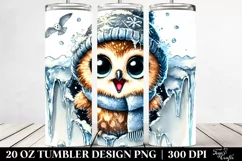 Excited Baby Owl Coming from Icy Wall Product Image 2