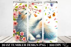 Pastel Cat Tumbler with Spring Petals | 20 oz Tumbler Product Image 2