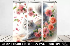 Pastel Cat Tumbler with Spring Petals | 20 oz Tumbler Product Image 2