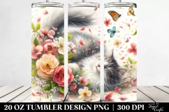 Pastel Cat Tumbler with Spring Petals | 20 oz Tumbler Product Image 2