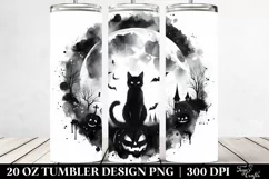 Washed Watercolor Black Cat | 20 Oz Tumbler Product Image 2