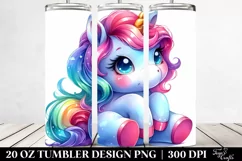 Vibrant Cute Unicorn Drawing | 20 oz Tumbler Product Image 2