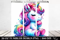 Vibrant Cute Unicorn 20 oz Tumbler Product Image 2