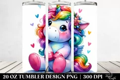 Vibrant Cute Unicorn 20 oz Tumbler Product Image 2