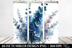 20 Oz Tumbler Sublimation | Shiny Delphinium Watercolor Product Image 2