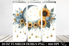 Half Moon Stars Sunflowers Watercolor | 20 oz Tumbler Product Image 2