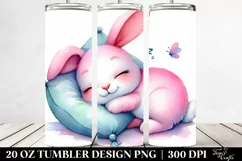 20 Oz Tumbler Sublimation | Smiling Cute Baby Bunny Sleeping Product Image 2