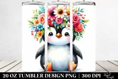 Cartoon Penguin with Flower Crown, Vibrant Colors | 20 oz Product Image 2