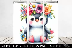 Cartoon Penguin with Flower Crown, Vibrant Colors | 20 oz Product Image 2