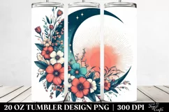 Retro Half Moon with Flowers 20 Oz Tumbler Product Image 2