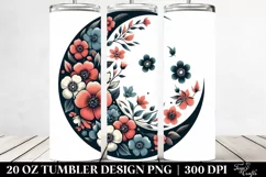 Retro Half Moon with Flowers, Transparent 20 Oz Tumbler Product Image 2