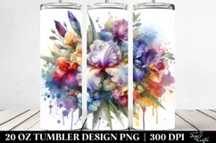 Watercolor Iris Splash Bouquet | 20 Oz Tumbler Product Image 2