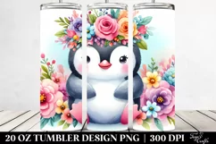 cute Penguin Flower Adorn | 20 oz Tumbler Product Image 2