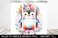 cute Penguin Flower Adorn | 20 oz Tumbler Product Image 2