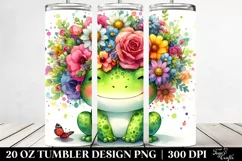 Cartoon Frog with Flower Crown, Vibrant Colors | 20 oz Product Image 2