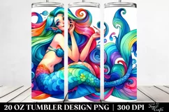 Vibrant Funny Mermaid Drawing | 20 oz Tumbler Product Image 2