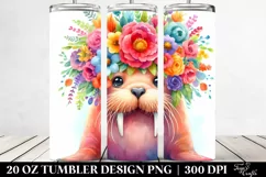 Vibrant Walrus with Flower Crown | 20 oz Tumbler Product Image 2