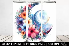 Colorful Half Moon with Flowers 20 Oz Tumbler Product Image 2