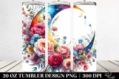 Colorful Half Moon with Flowers 20 Oz Tumbler Product Image 2