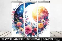 Colorful Half Moon with Flowers 20 Oz Tumbler Product Image 2