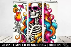 Funny Skeleton Girl Drinking 20 OZ Tumbler Design | PNG Product Image 1