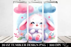20 Oz Tumbler Sublimation | Smiling Cute Baby Bunny | Product Image 2